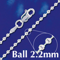 sterling silver ball chain 2.2 mm
